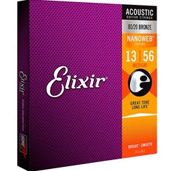 Elixir 80/20 Bronze Acoustic Guitar Strings with NANOWEB. Medium 13-56