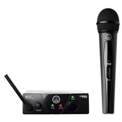 AKG
AKG WMS40MINI Vocal BD US25B
 Handheld transmitter, SMPS switched mode power
 Plug & play wireless microphone system, including
 SR40 mini single channel receiver, 1x HT40 mini