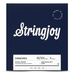 Stringjoy Light Gauge (45-105) 4 String Long Scale Nickel Wound Bass Guitar Strings