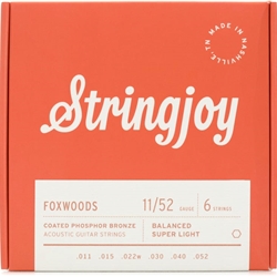 Stringjoy 11-52 Super Light Gauge Foxwoods - Coated Phosphor Bronze Acoustic Guitar Strings