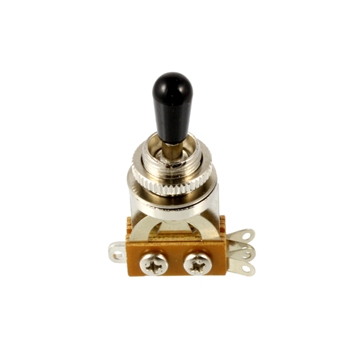 AllParts EP-4364-000 Metric short straight 3-way toggle switch commonly used as a pickup selector switch for dual pickup thinner body electric guitars.