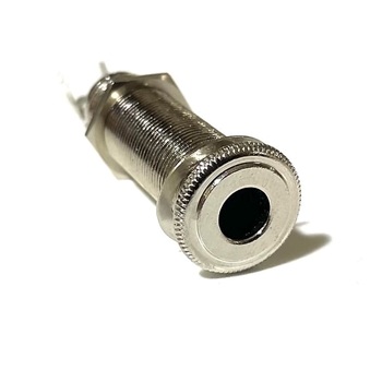 AllParts EP-0152-000 Switchcraft® Stereo Long Threaded Barrel Jack used for instruments with an active preamp system or for running your guitar or bass through 2 separate amps.