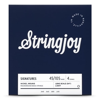 Stringjoy Light Gauge (45-105) 4 String Long Scale Nickel Wound Bass Guitar Strings