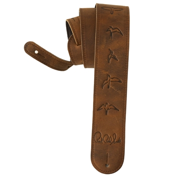 PRS Distressed Brown Leather Birds Strap