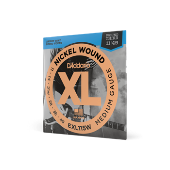 D'Addario 11-49 Medium Wound Third, XL Nickel Electric Guitar Strings